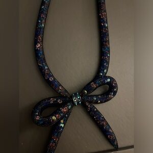 Betsy Johnson bow tie blue sparkle necklace